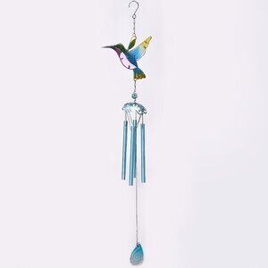 New Hummingbird windchimes glass and metal 30 inches